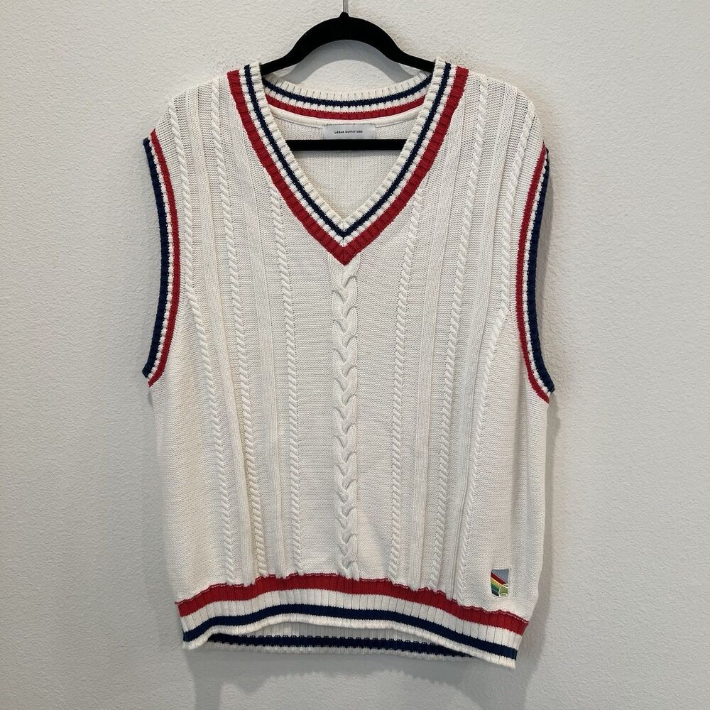 Urban Outfitters MEDIUM Men’s V-Neck Tennis Sweater Vest Retro Preppy Sportswear